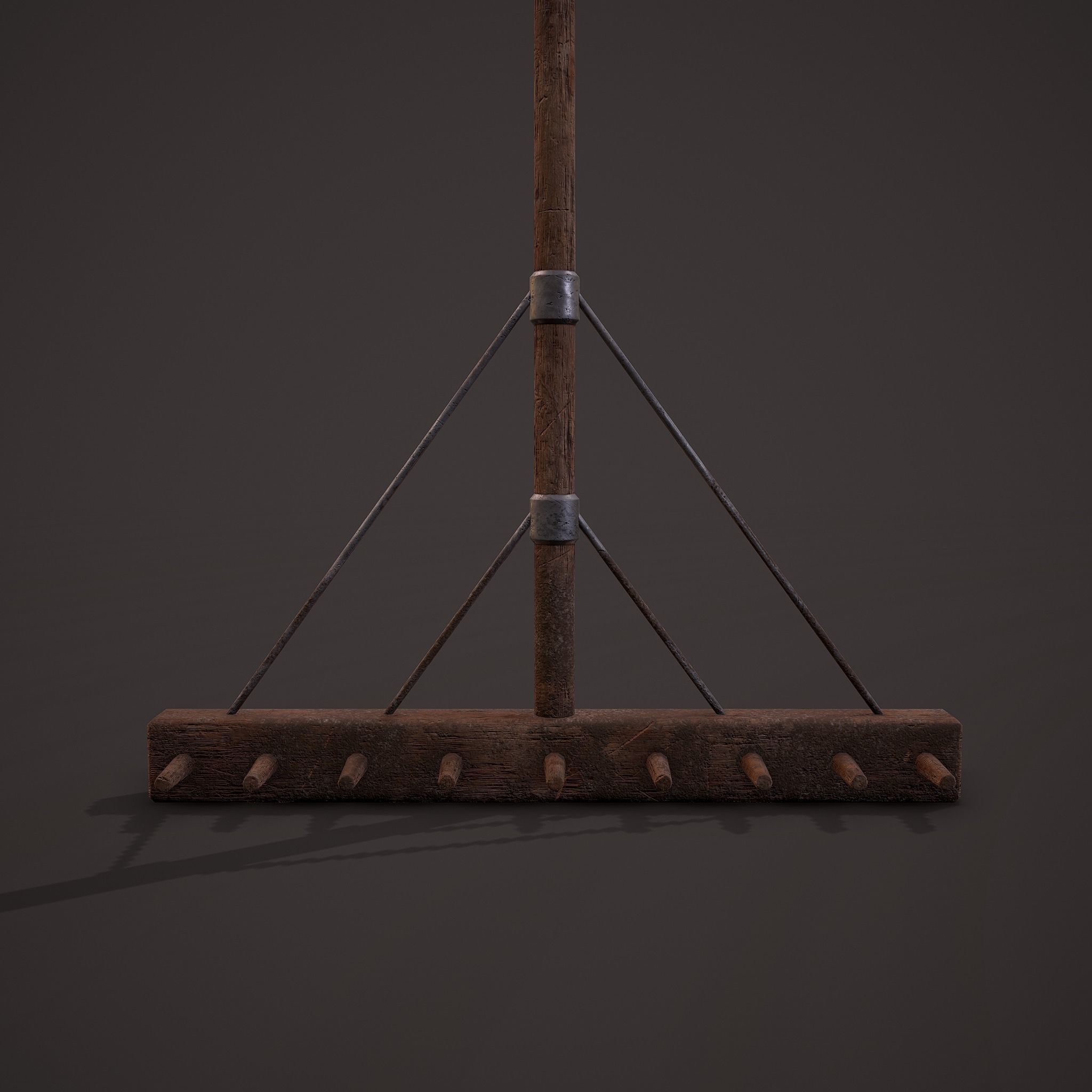 Medieval Style Rake Low-poly 3D model_11