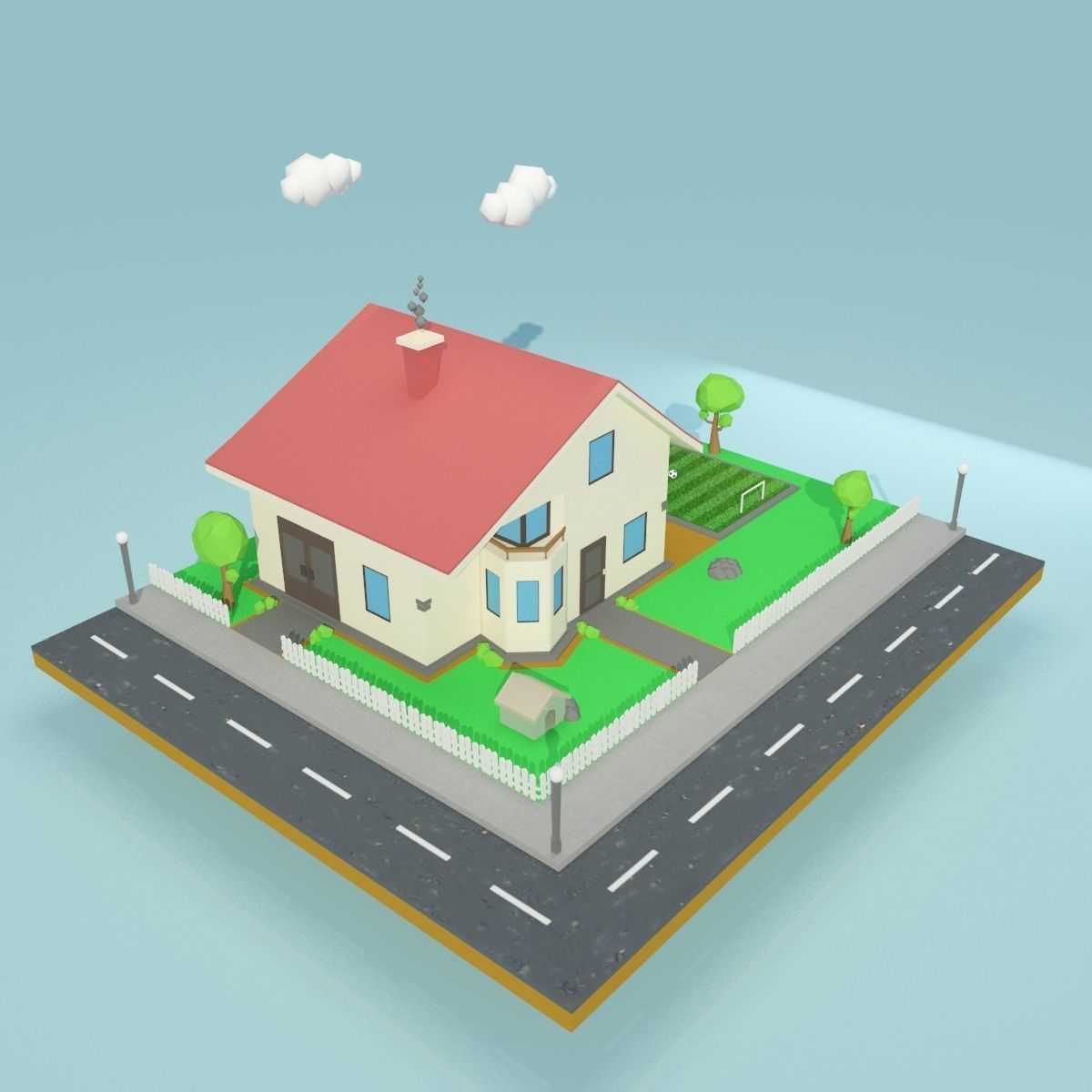 Low Poly House Low-poly 3D model_1