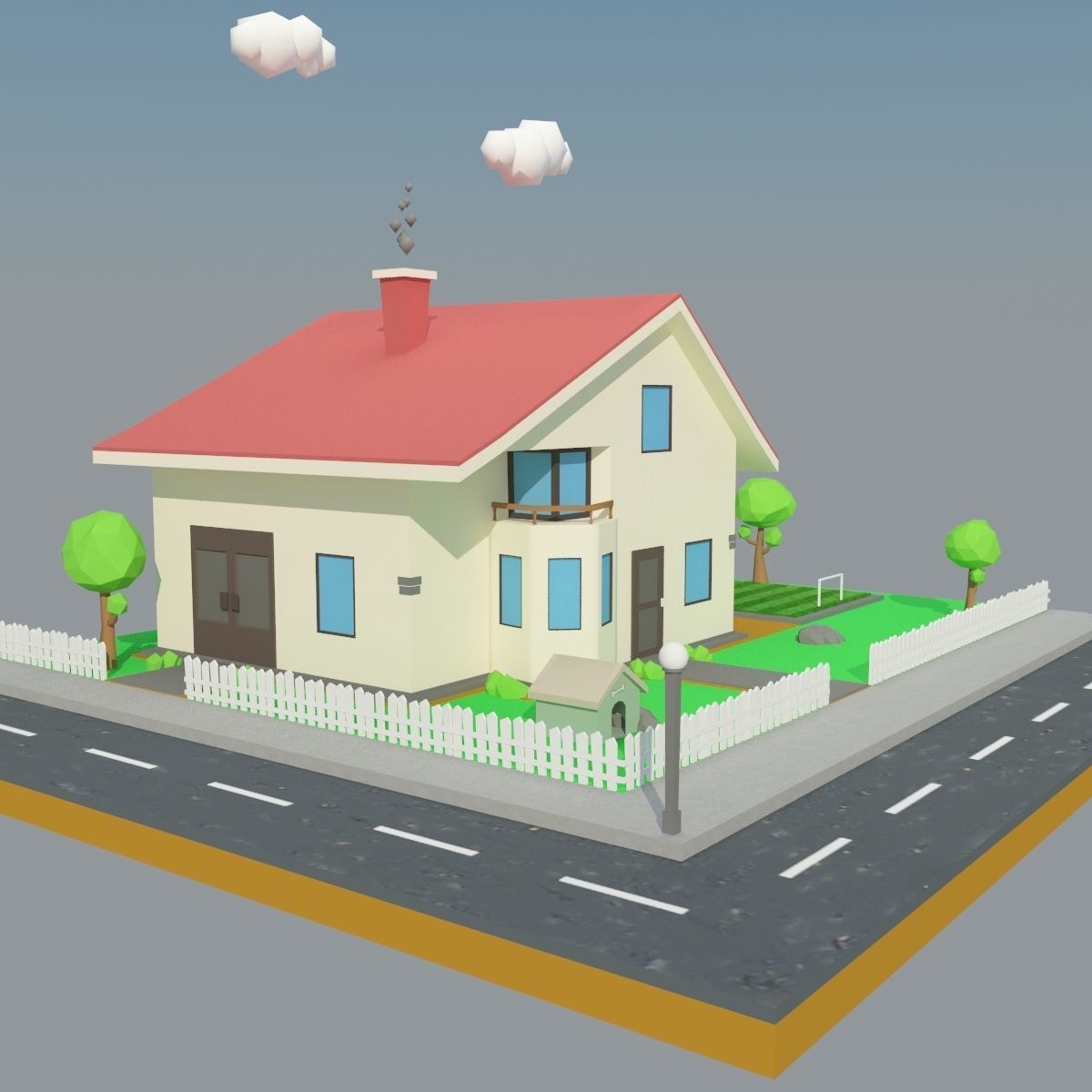 Low Poly House Low-poly 3D model_3