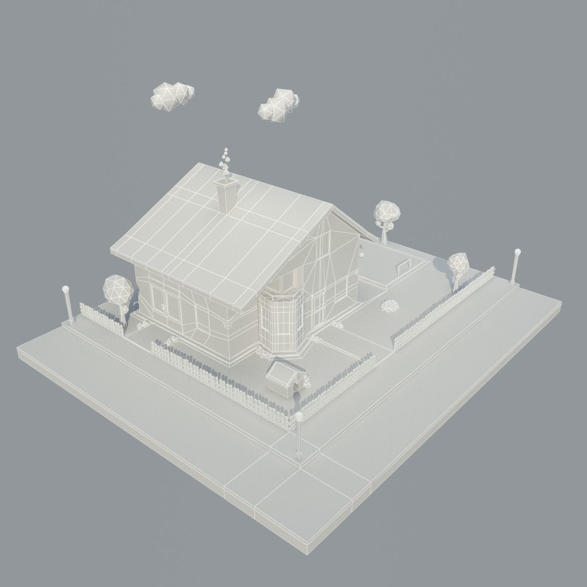 Low Poly House Low-poly 3D model_6