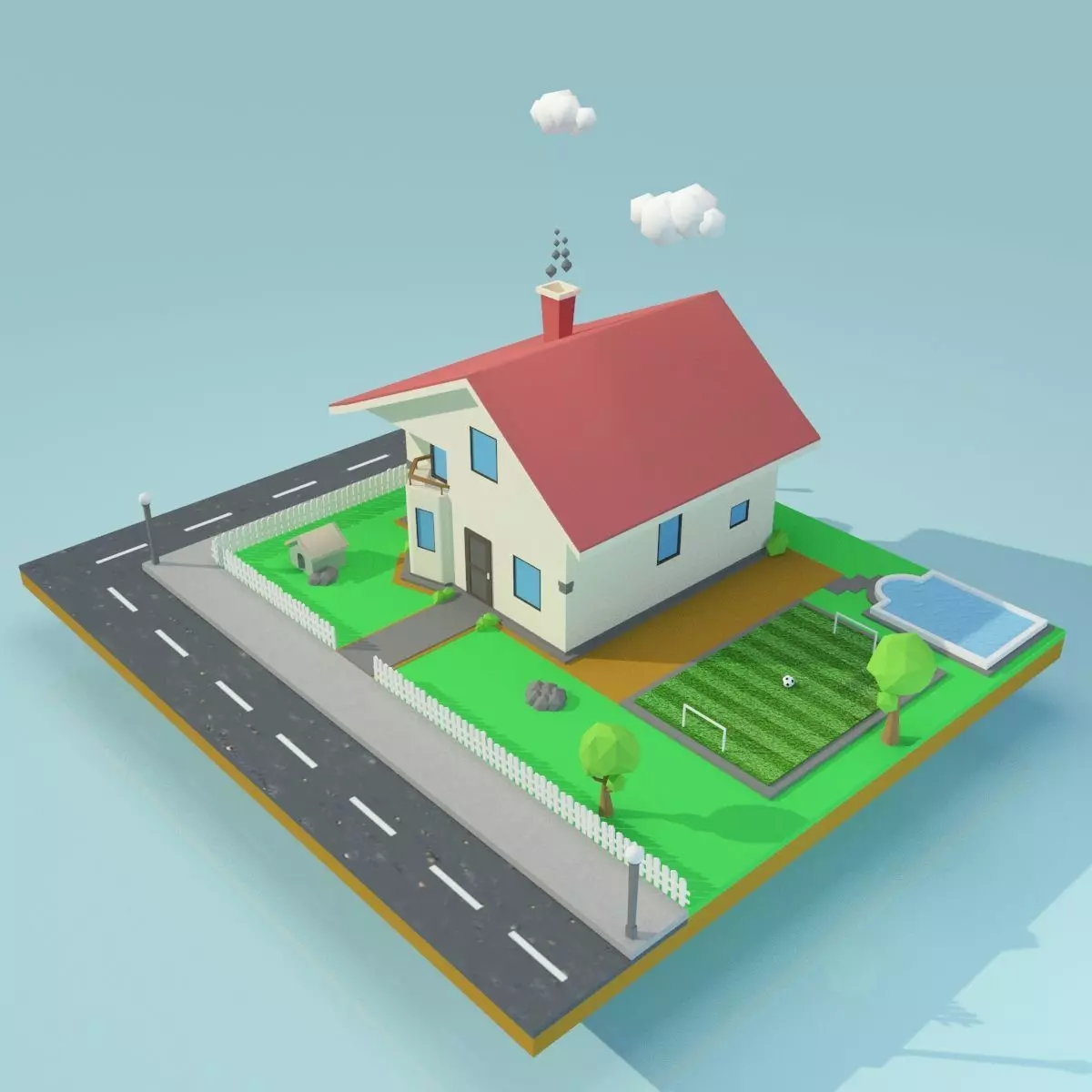 Low Poly House Low-poly 3D model_0