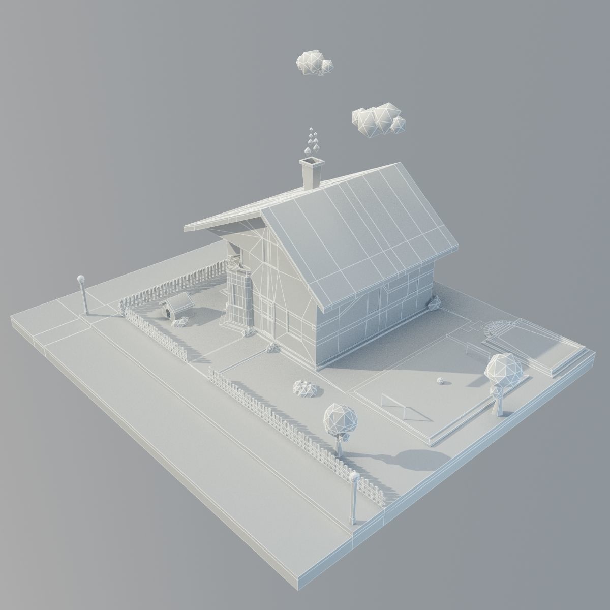 Low Poly House Low-poly 3D model_5