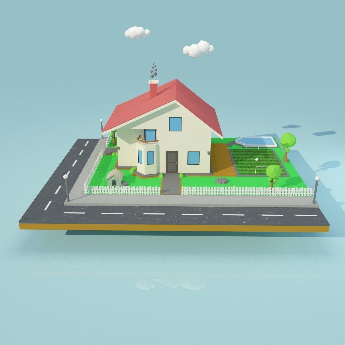 Low Poly House Low-poly 3D model_2