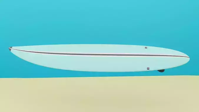 low poly blue surf board
