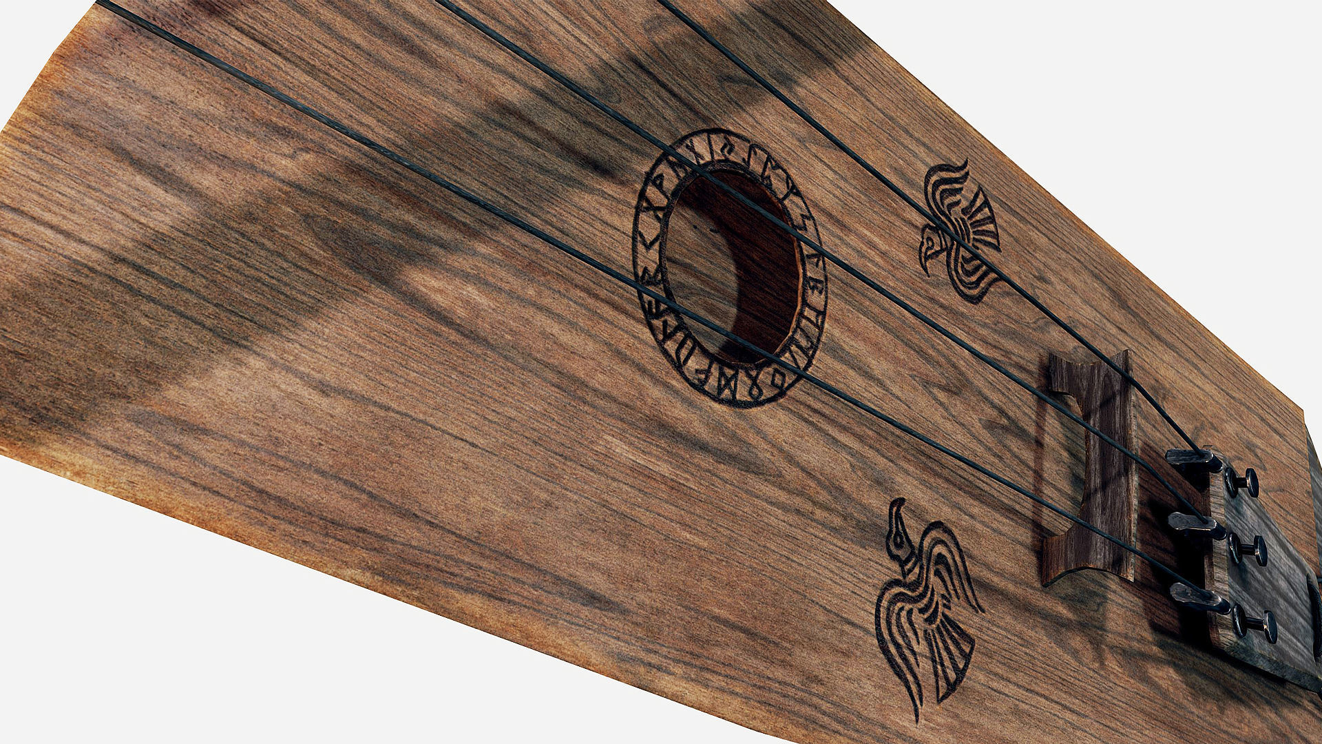Nordic Tagelharpa - Hugin Munin - PBR Low-poly 3D model_3