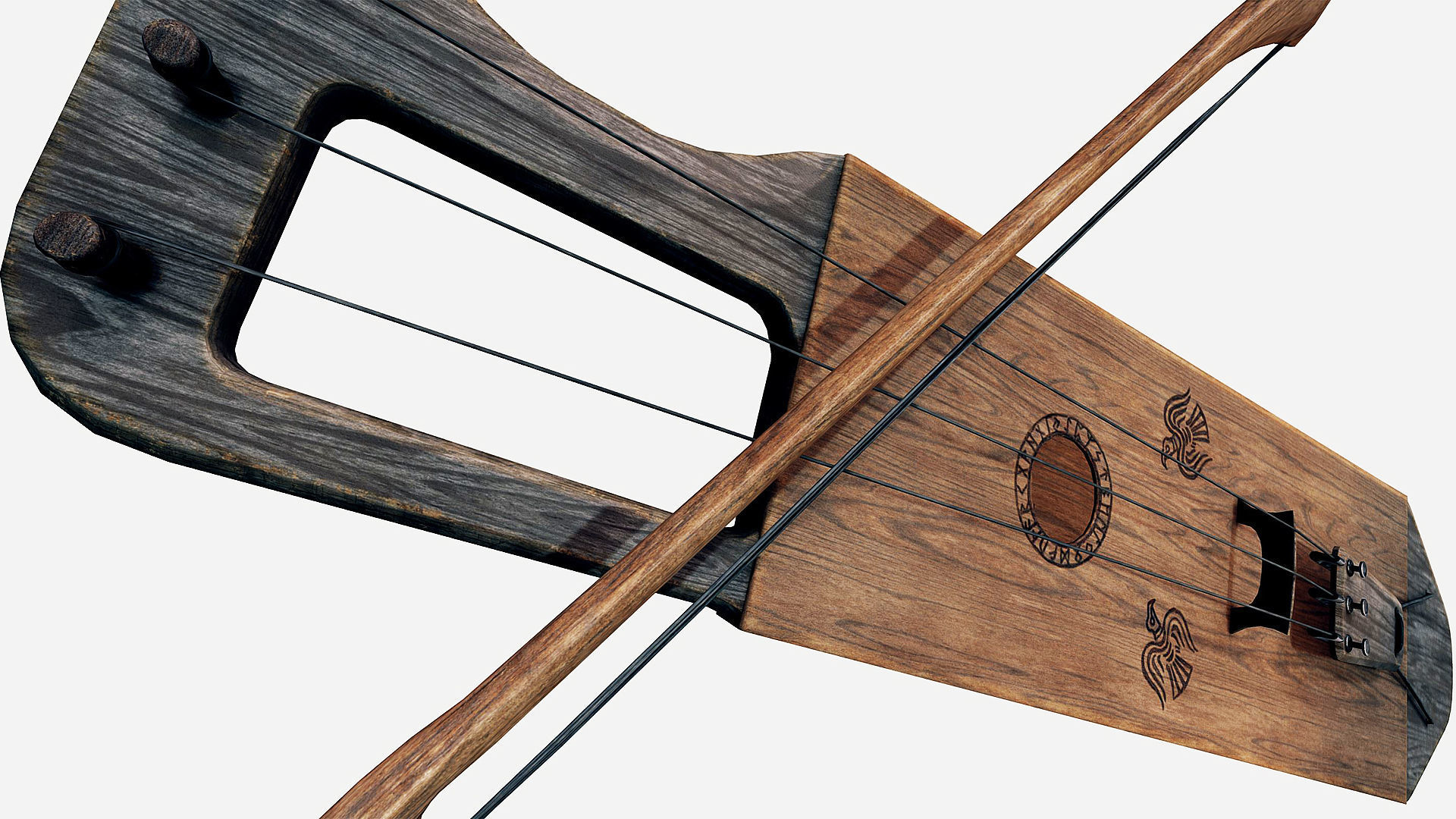 Nordic Tagelharpa - Hugin Munin - PBR Low-poly 3D model_1