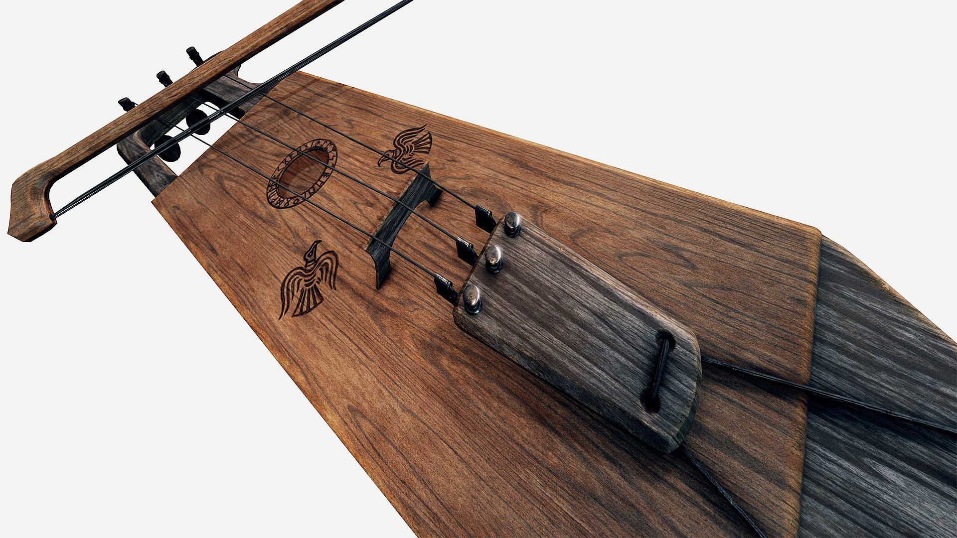 Nordic Tagelharpa - Hugin Munin - PBR Low-poly 3D model_2