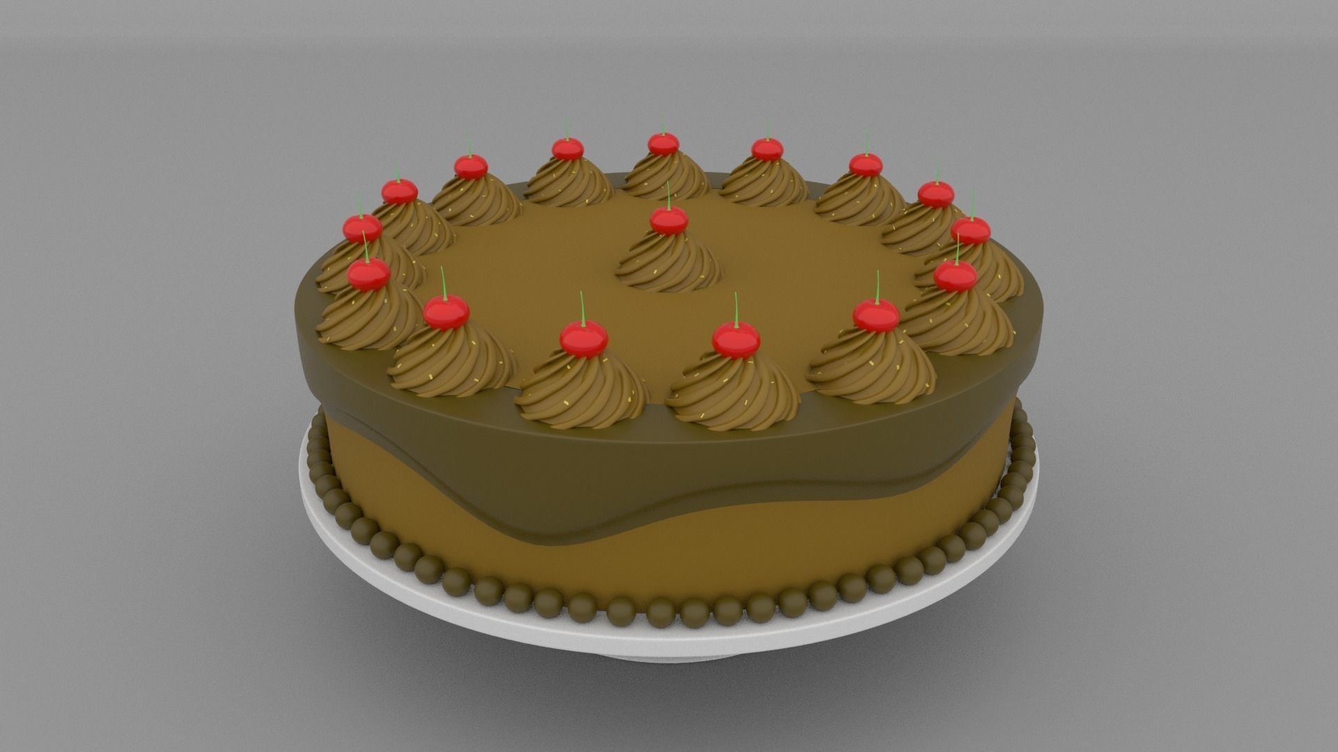 Cake with cherry Low-poly 3D model_4