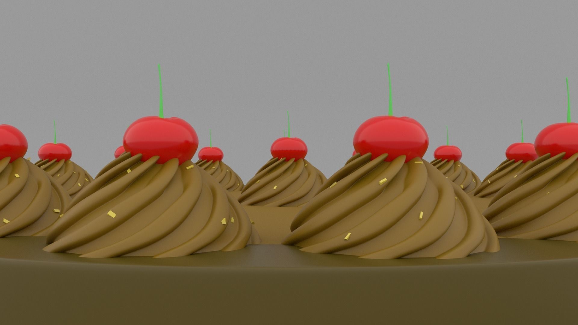Cake with cherry Low-poly 3D model_6