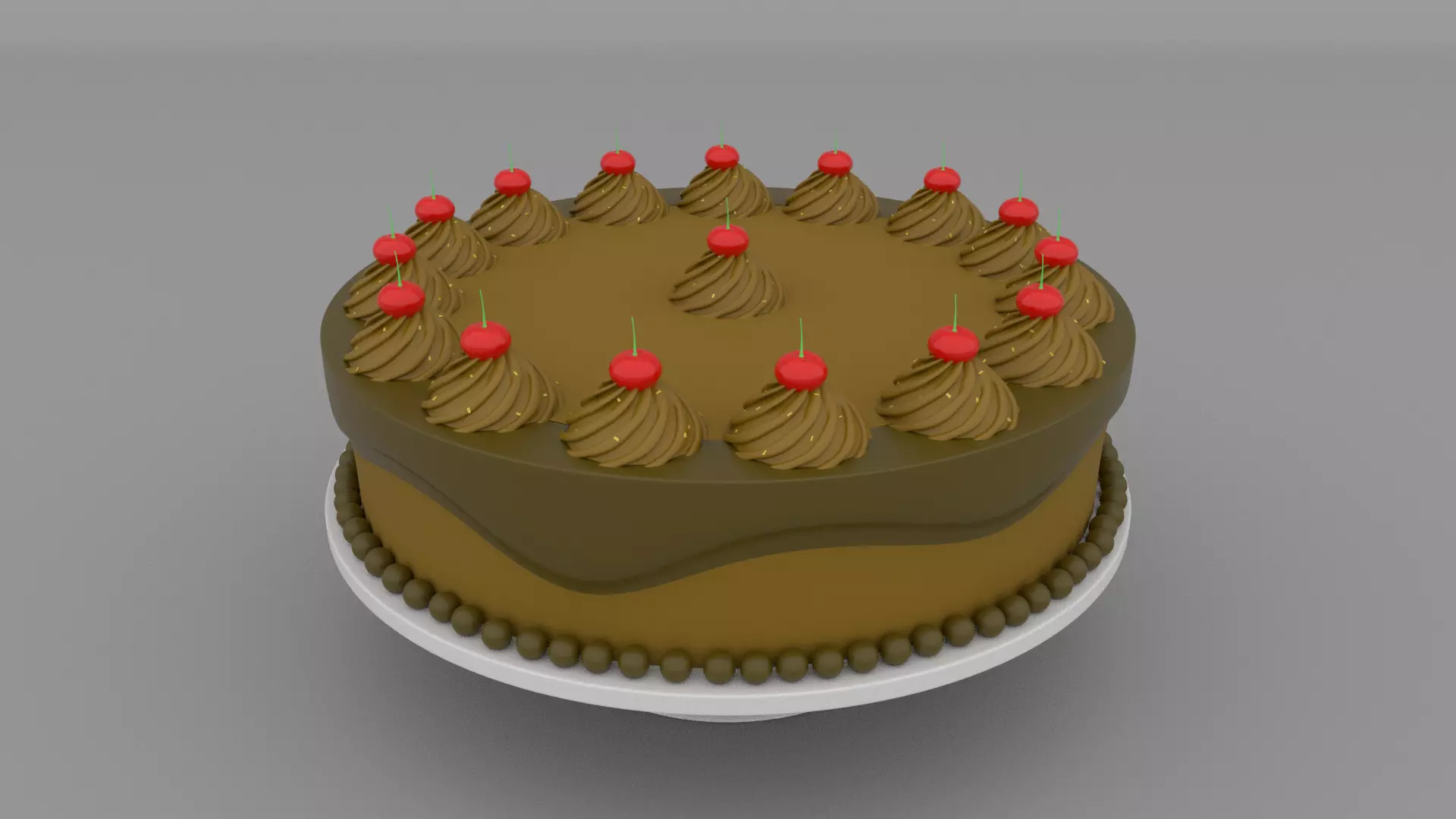 Cake with cherry Low-poly 3D model_0