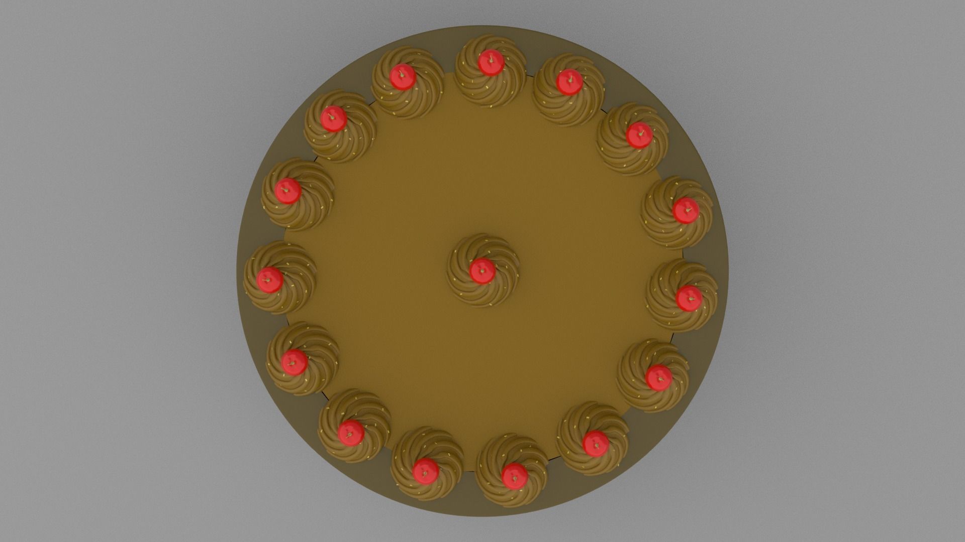 Cake with cherry Low-poly 3D model_2