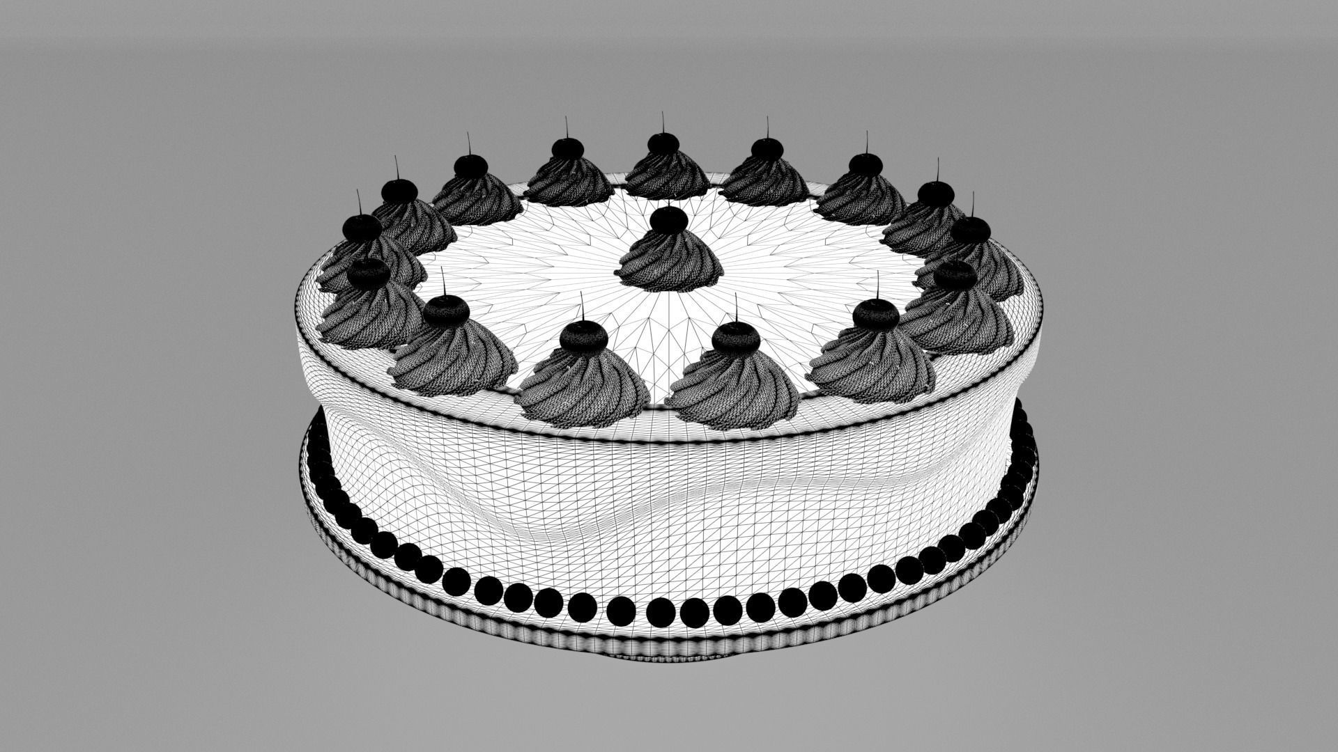 Cake with cherry Low-poly 3D model_3