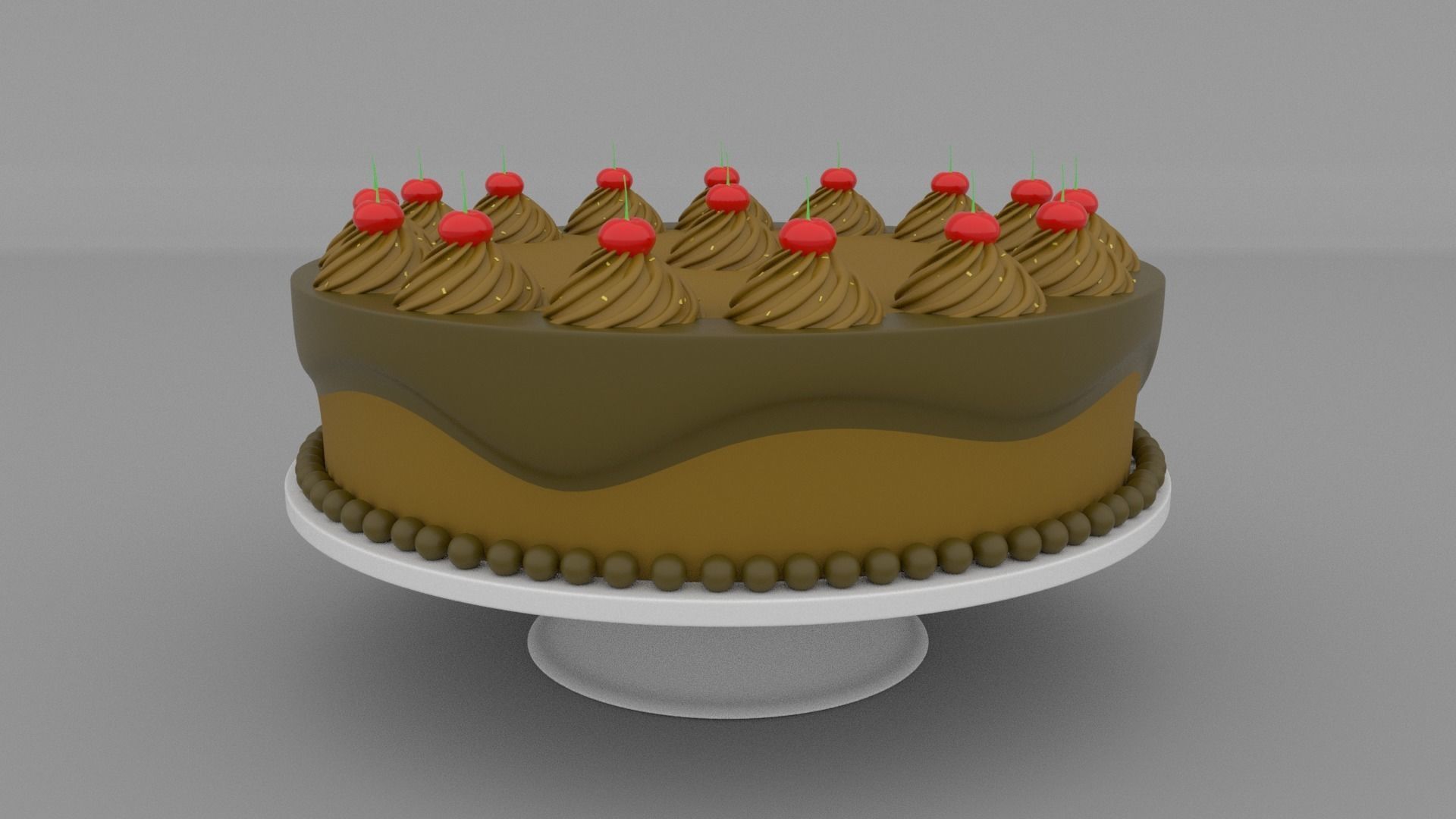 Cake with cherry Low-poly 3D model_5