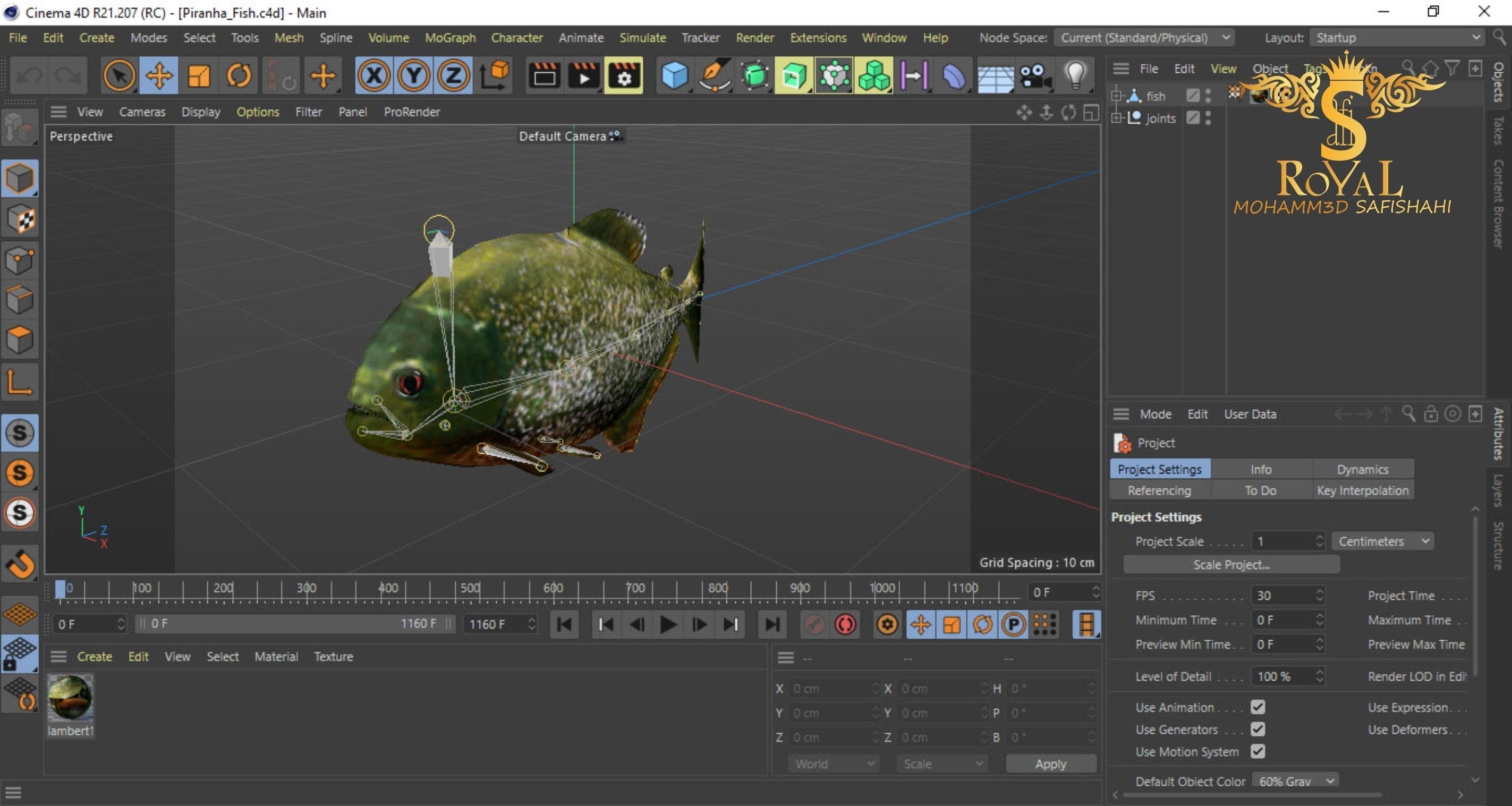 Animated Piranha Fish - Loop Animation with 1160 Frames Low-poly 3D model_9