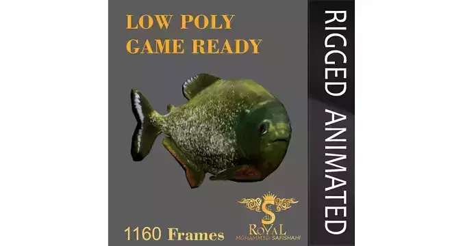 Animated Piranha Fish - Loop Animation with 1160 Frames
