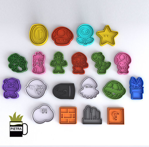 Mario Bross Molde cortante de galletas fondant impresion 3D  3D print model