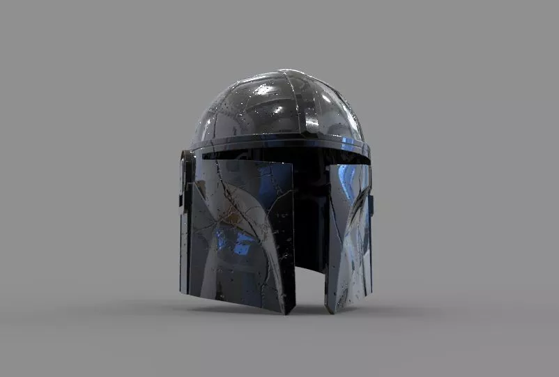 Star Wars The Mandalorian Damaged Helmet 3D print model Cosplay 3D print model
