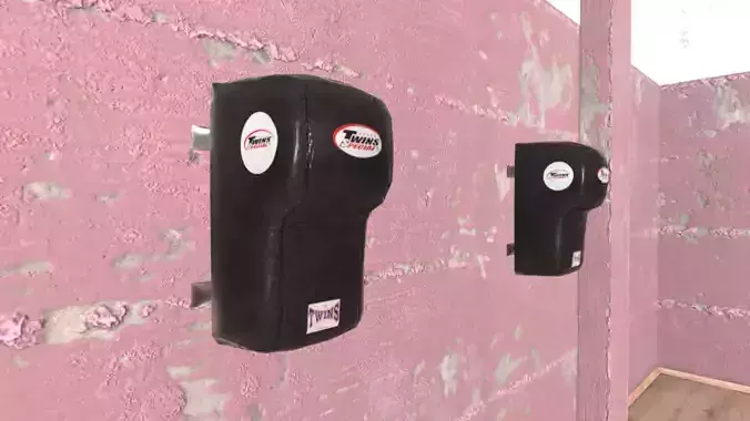 Cushion pair of airbags on wall 3D model