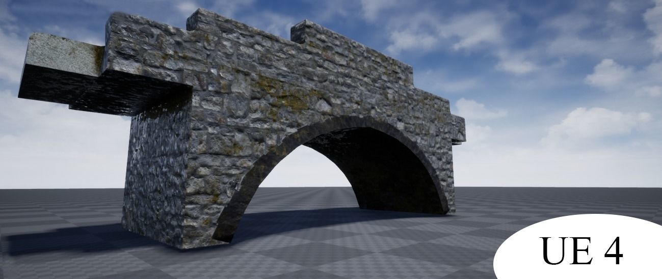 Old bridge Free low-poly 3D model_2