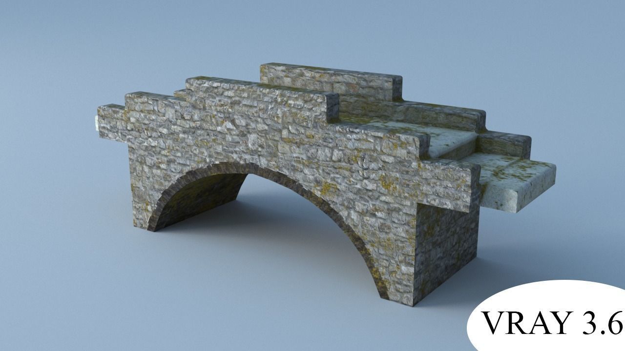 Old bridge Free low-poly 3D model_3