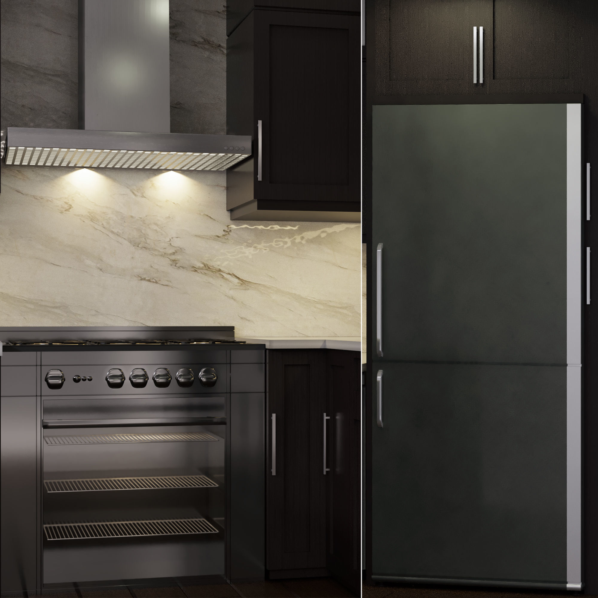 Kitchen modern with wood cabinets 3D model_1