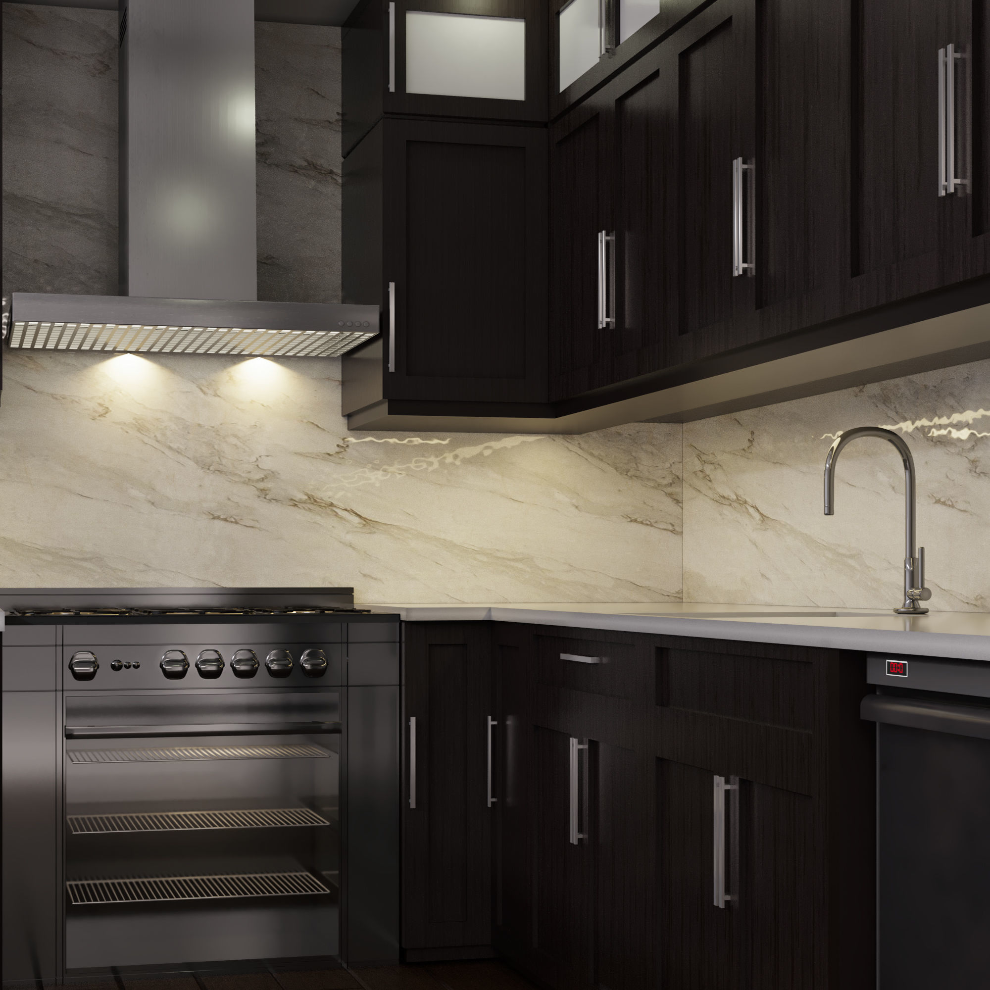 Kitchen modern with wood cabinets 3D model_6
