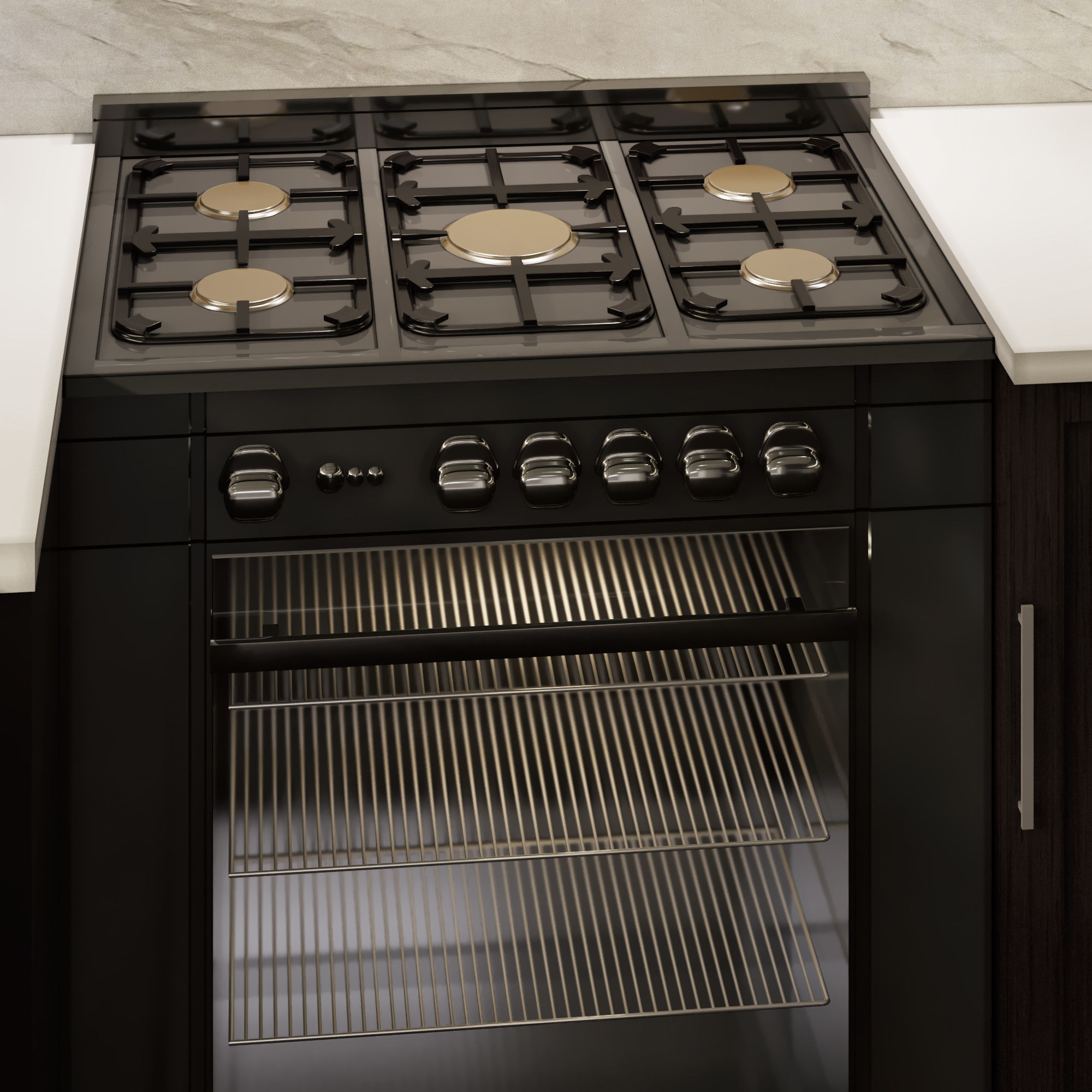 Kitchen modern with wood cabinets 3D model_3