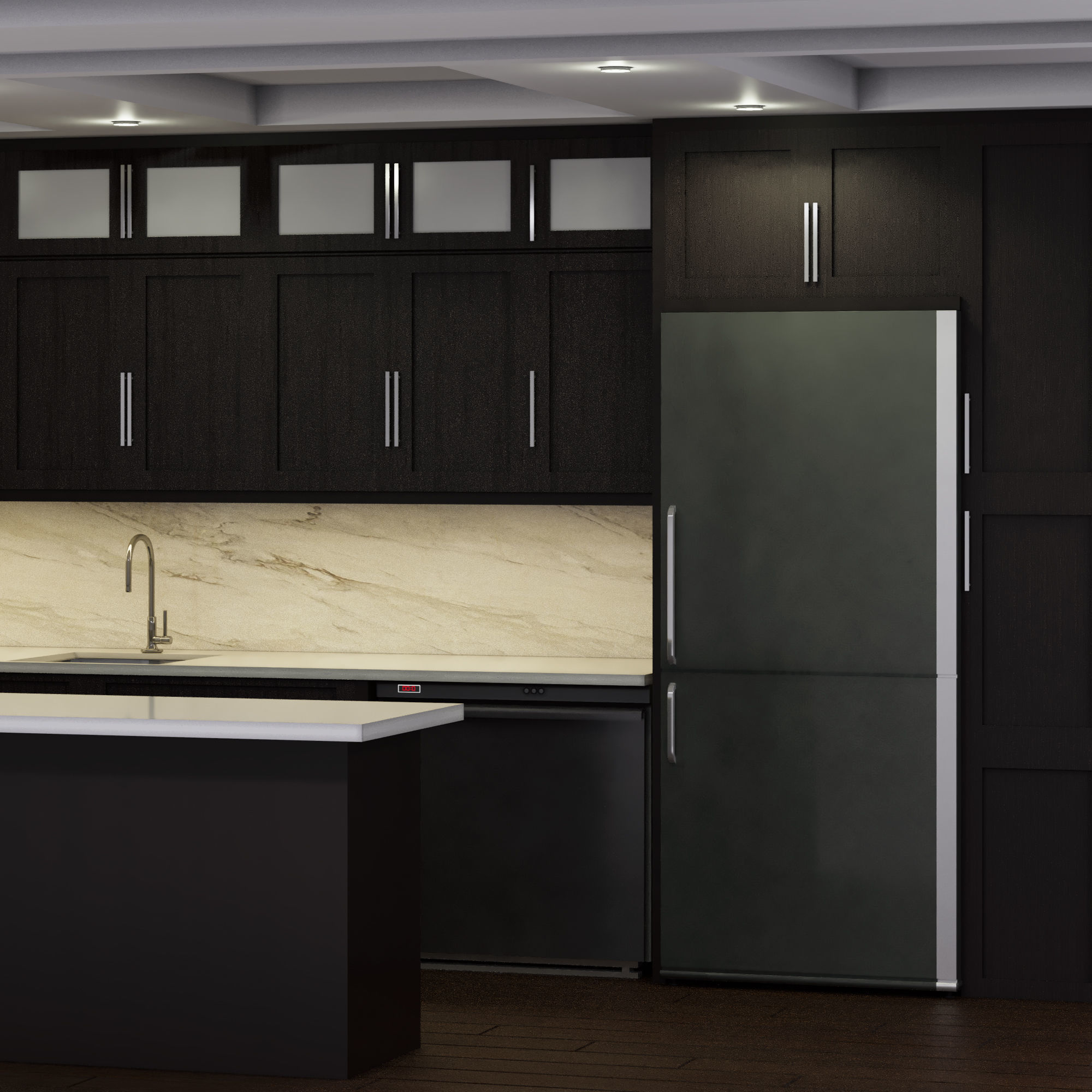 Kitchen modern with wood cabinets 3D model_7