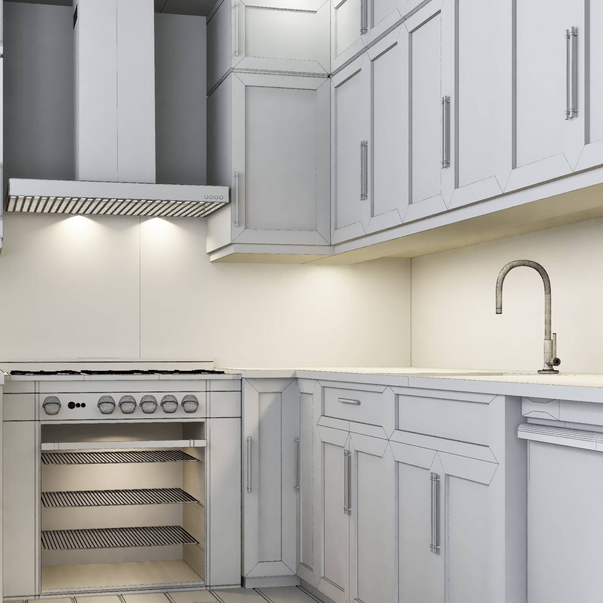 Kitchen modern with wood cabinets 3D model_5