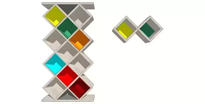 Bookshelf colorful bookcase with letter i Free 3D model