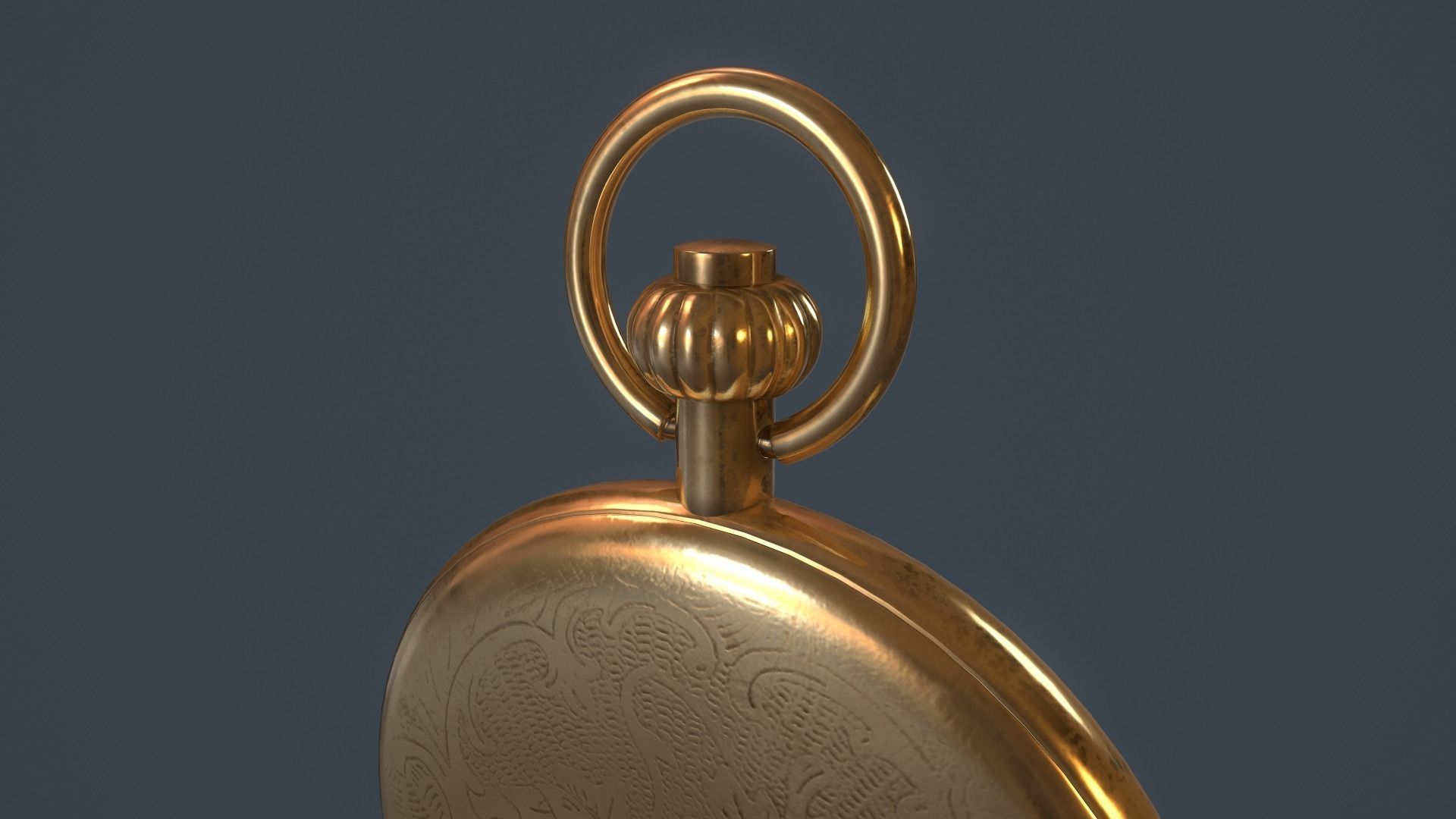 Gold Pocket Watch 3D model_7