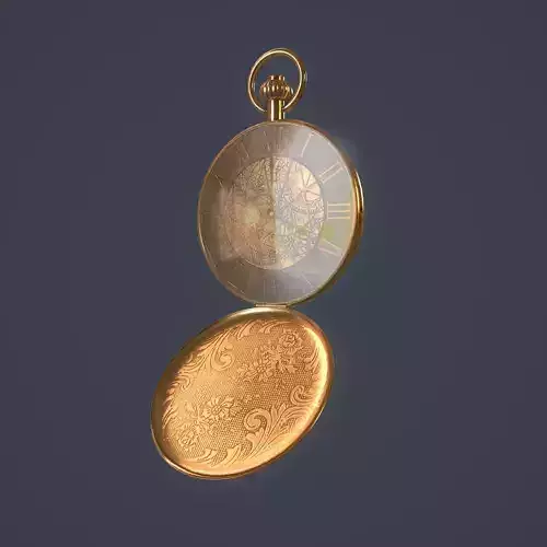 Gold Pocket Watch 3D model