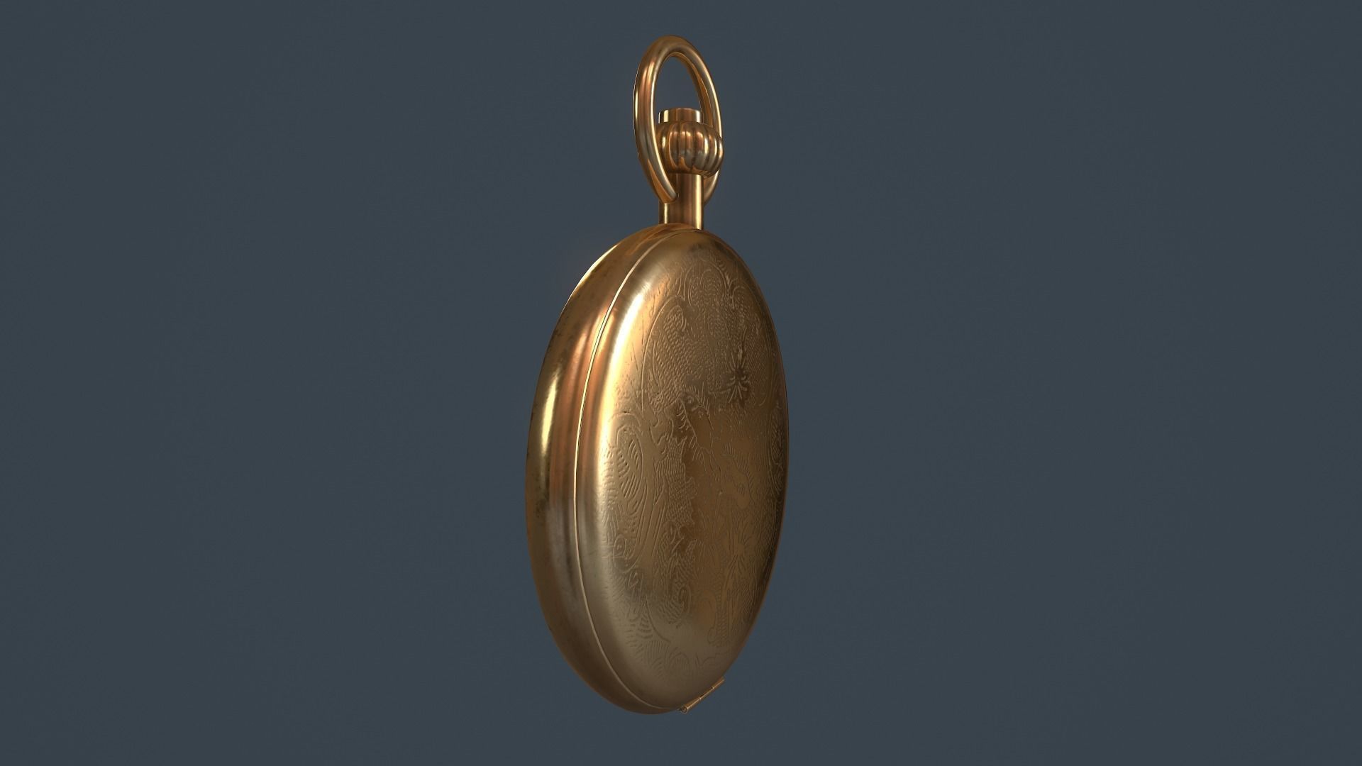 Gold Pocket Watch 3D model_6