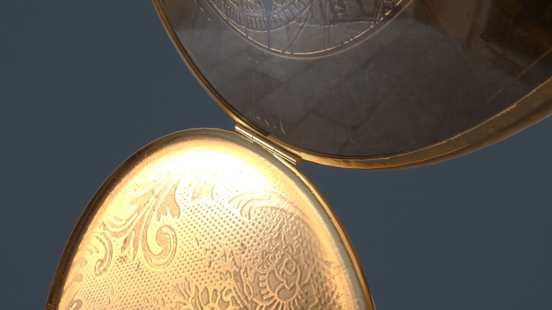 Gold Pocket Watch 3D model_9