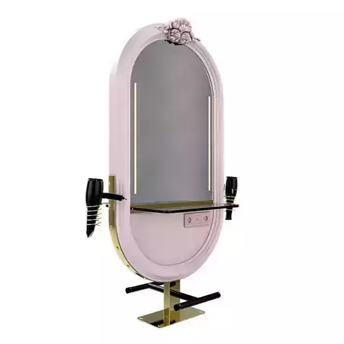 hairdresser table mirror pink brass furniture polished