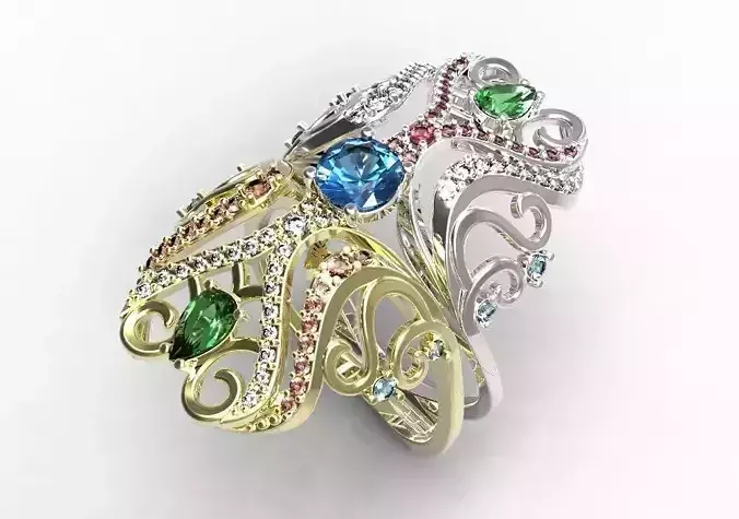 Ring gold with ruby and diamonds