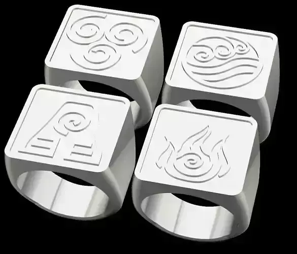 Avatar the Last Airbender Element Signet Rings