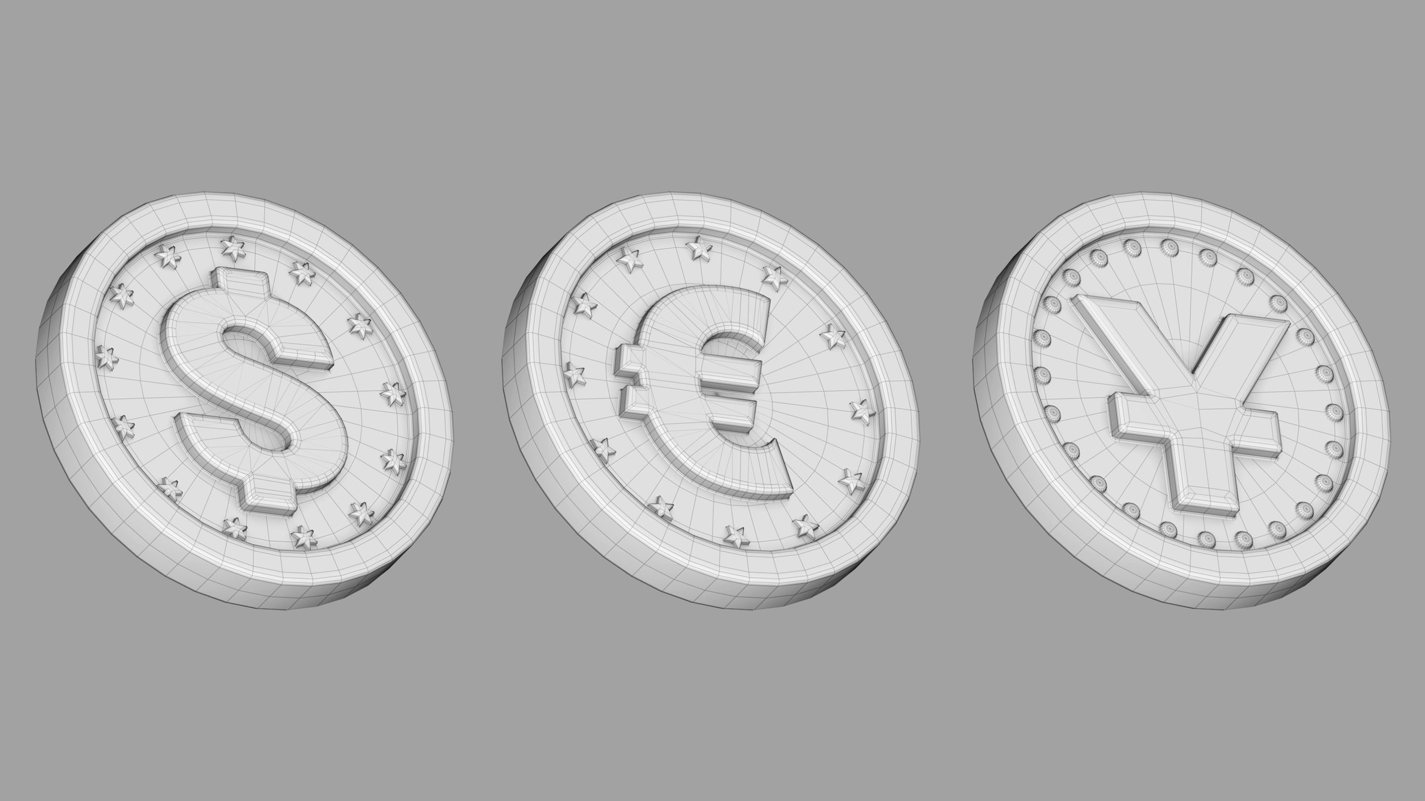 Gold coins Low-poly 3D model_5