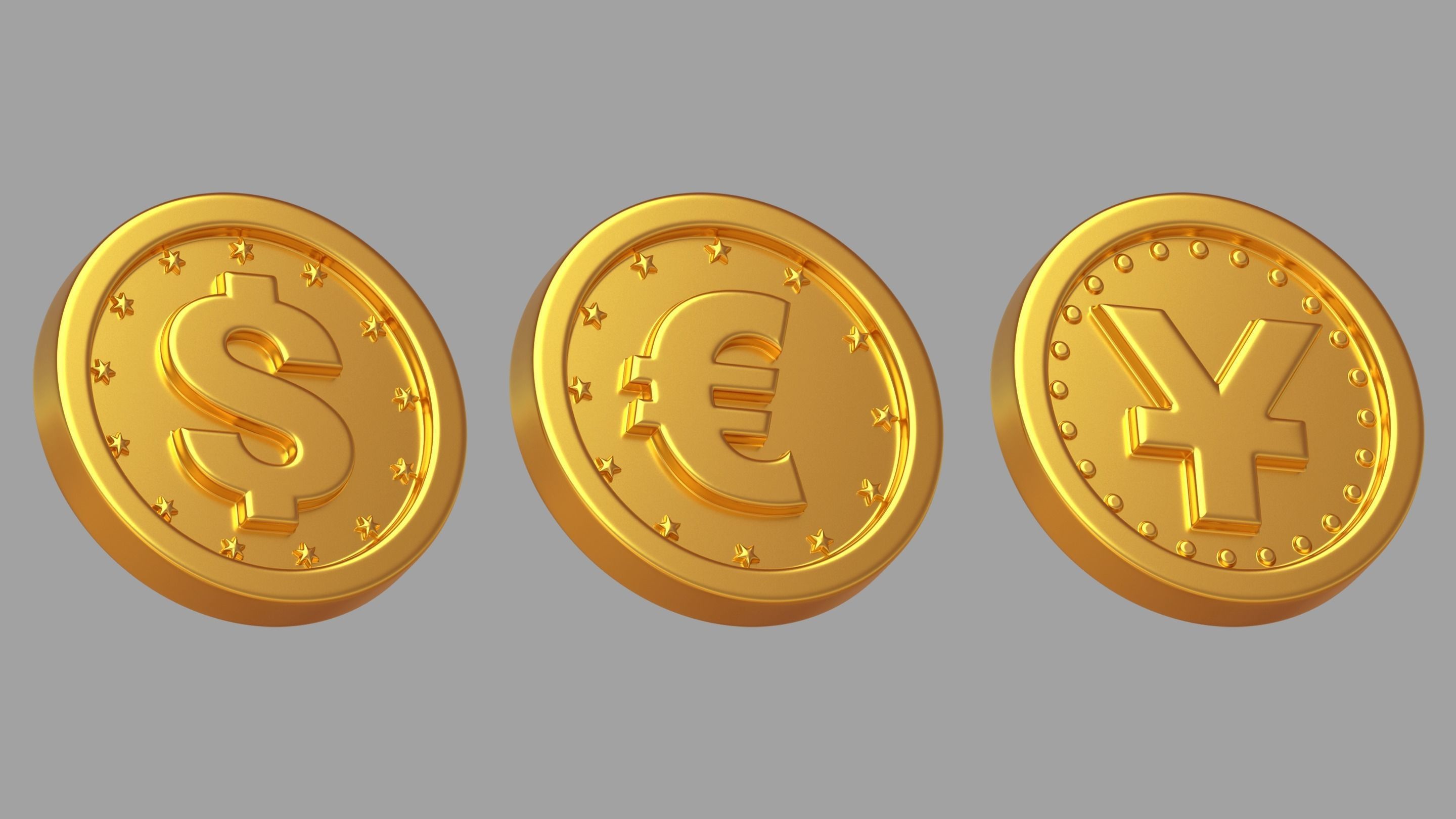 Gold coins Low-poly 3D model_2