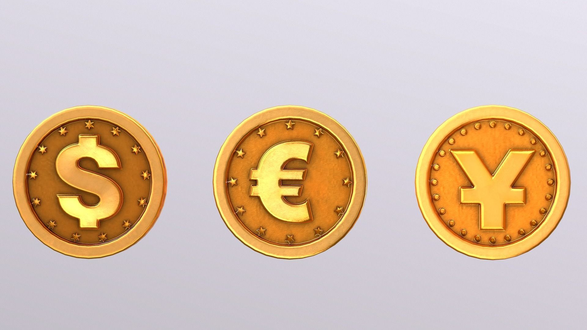 Gold coins Low-poly 3D model_8