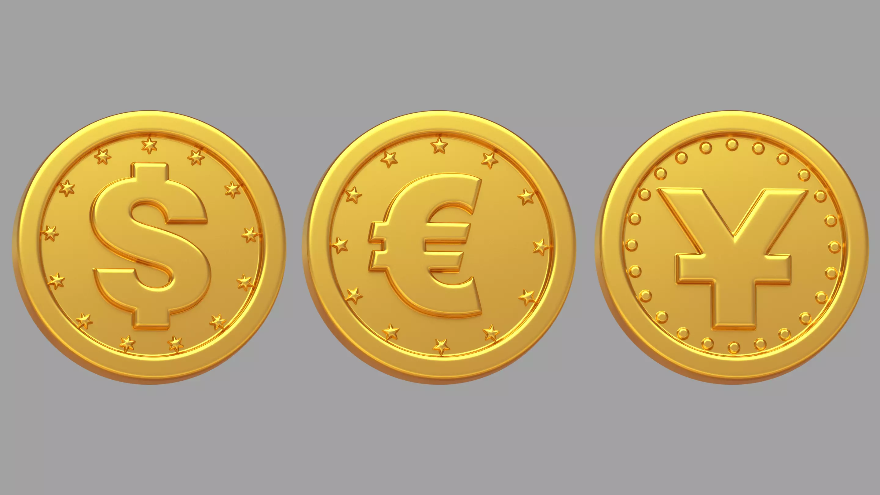 Gold coins Low-poly 3D model_0