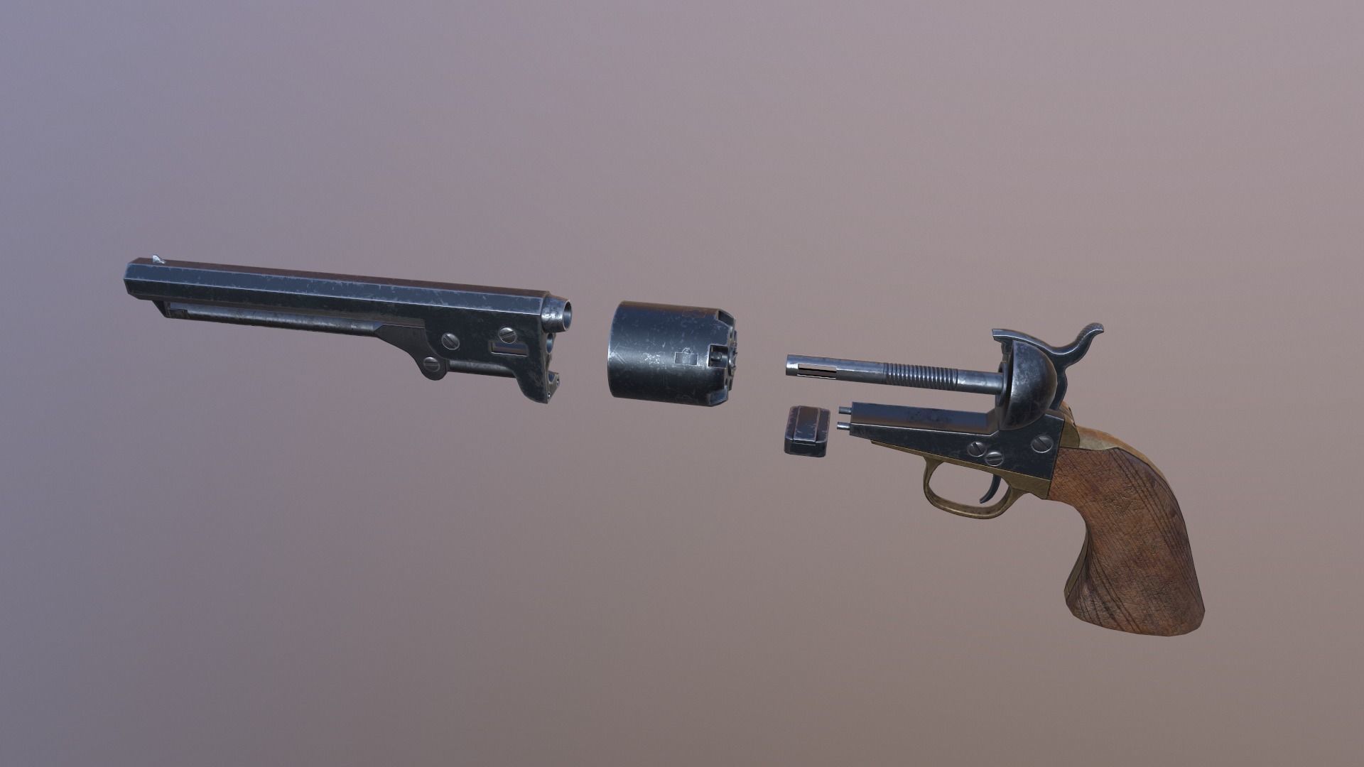 Navy colt 1851  Low-poly 3D model_5