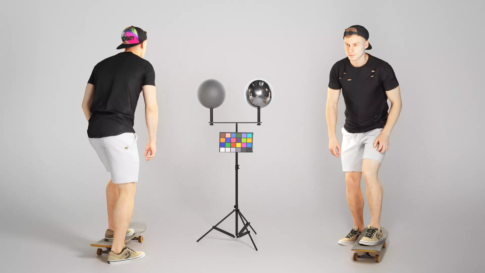 Handsome man riding a skateboard 174 Low-poly 3D model_0