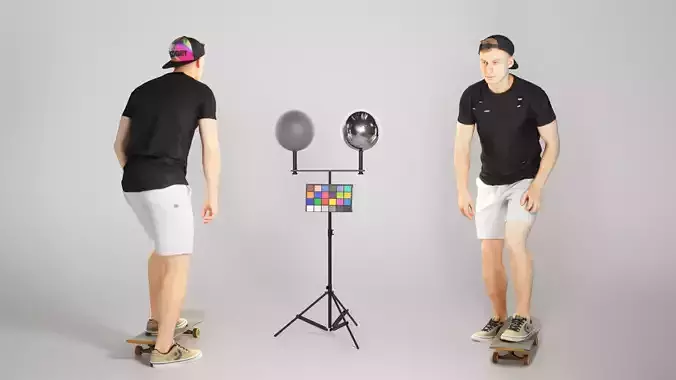 Handsome man riding a skateboard 174 Low-poly 3D model