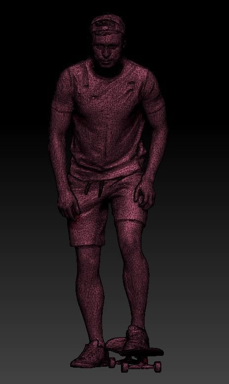 Handsome man riding a skateboard 174 Low-poly 3D model_7