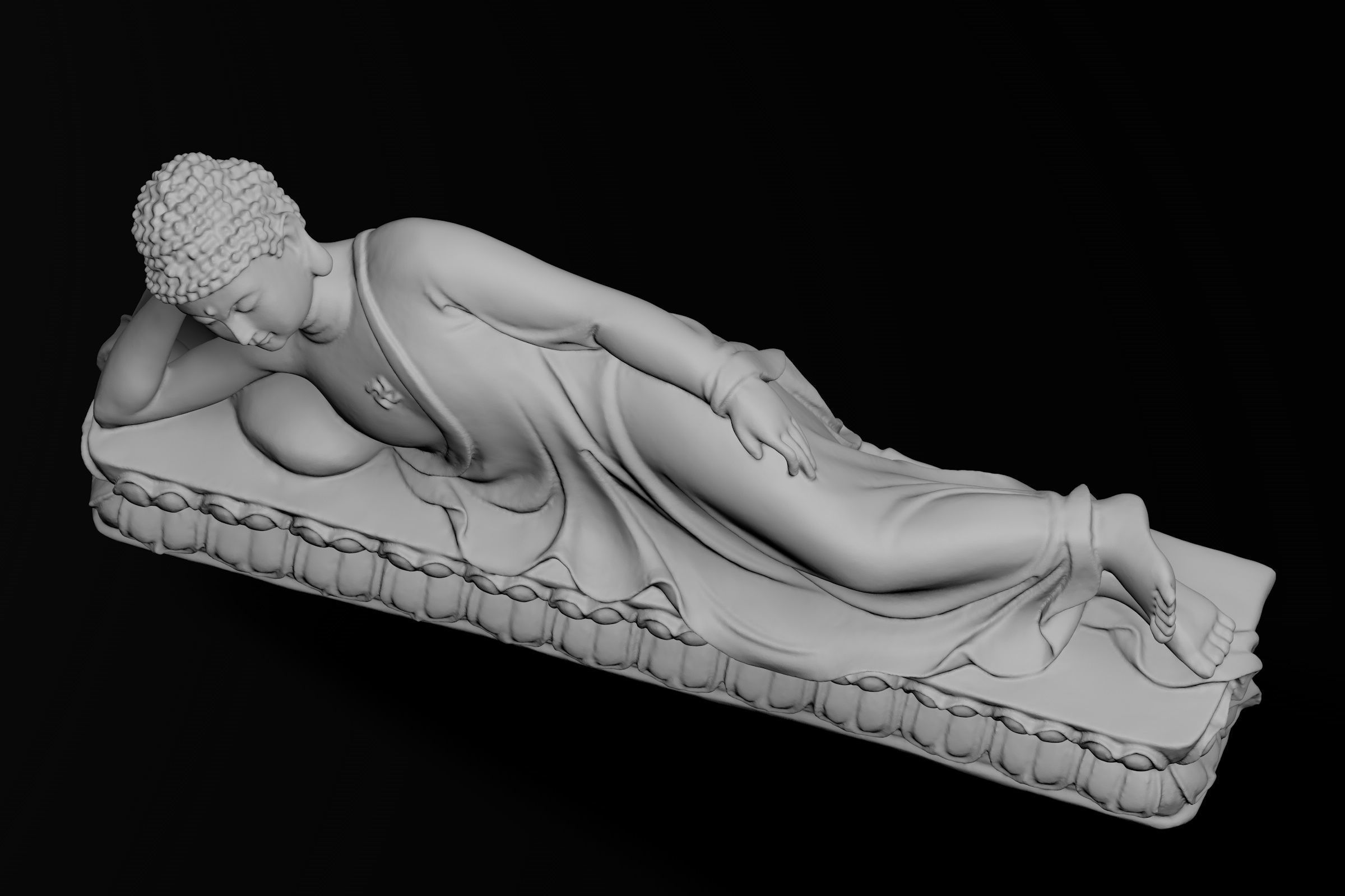 Lying Buddha - Buddha entering Nirvana 3D model_2