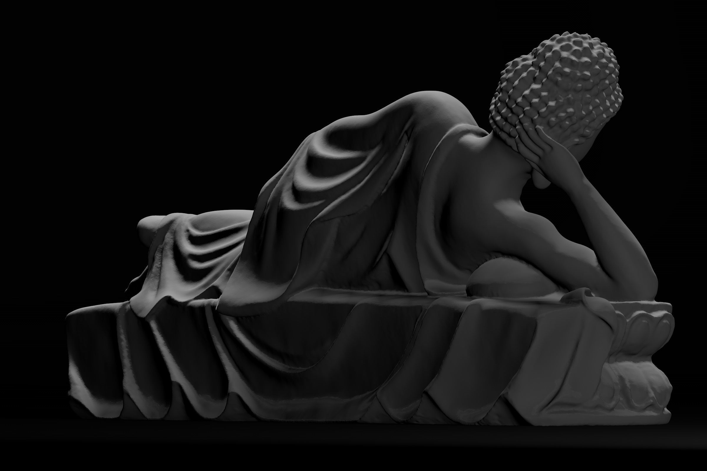 Lying Buddha - Buddha entering Nirvana 3D model_5