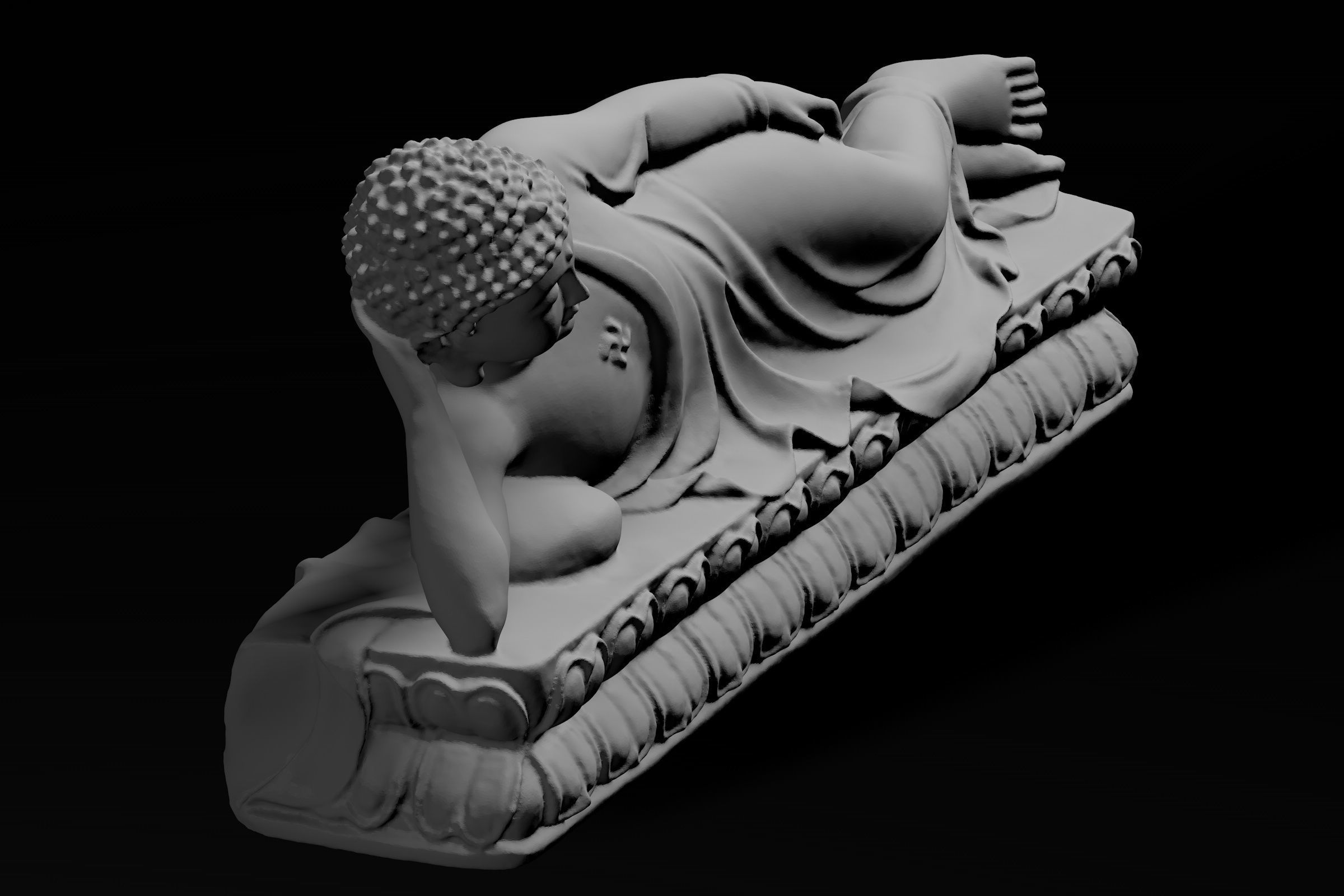 Lying Buddha - Buddha entering Nirvana 3D model_3