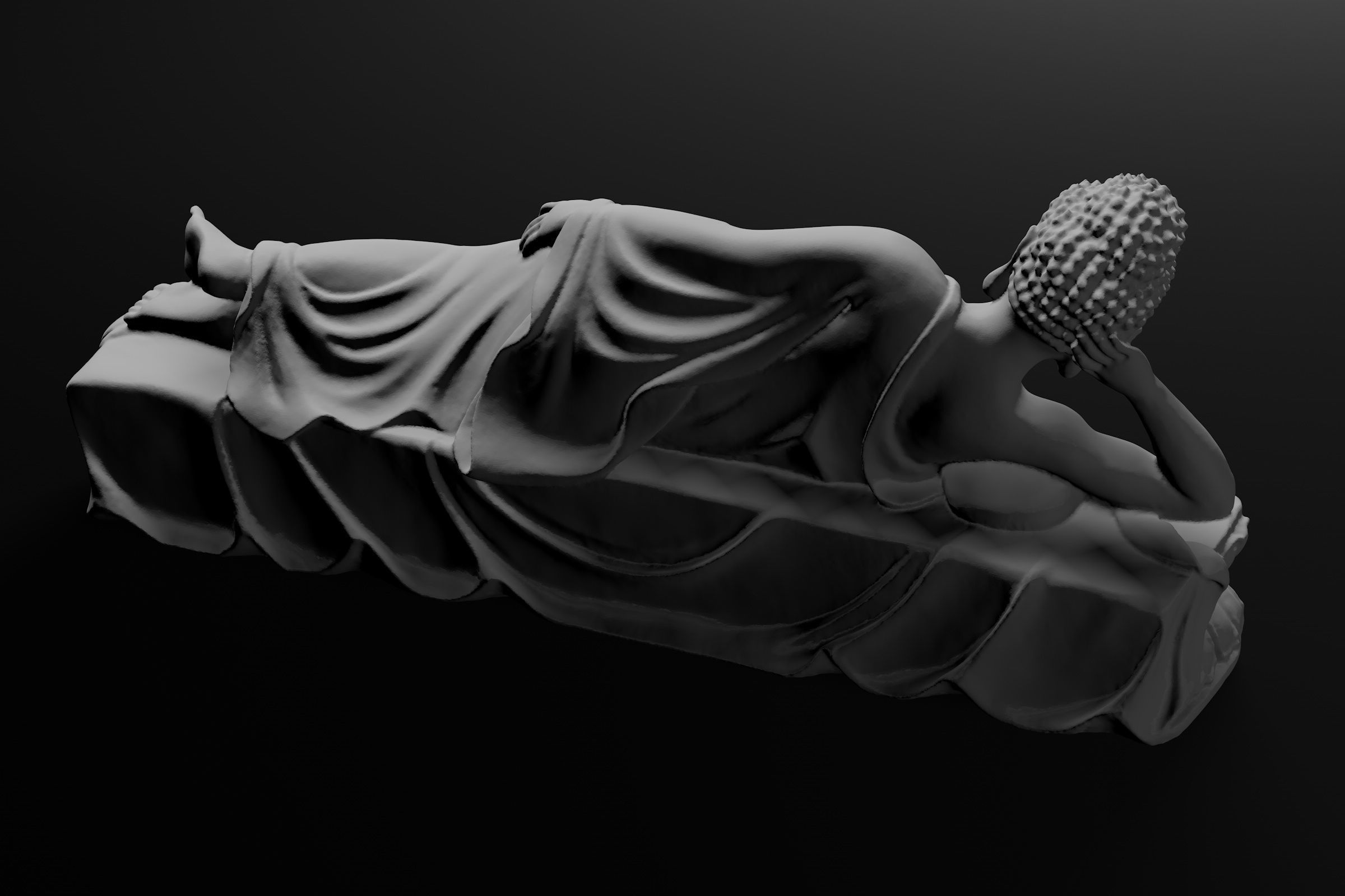 Lying Buddha - Buddha entering Nirvana 3D model_1