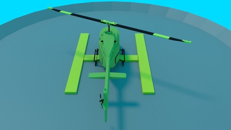 Low Poly Helicopter Low-poly 3D model_4